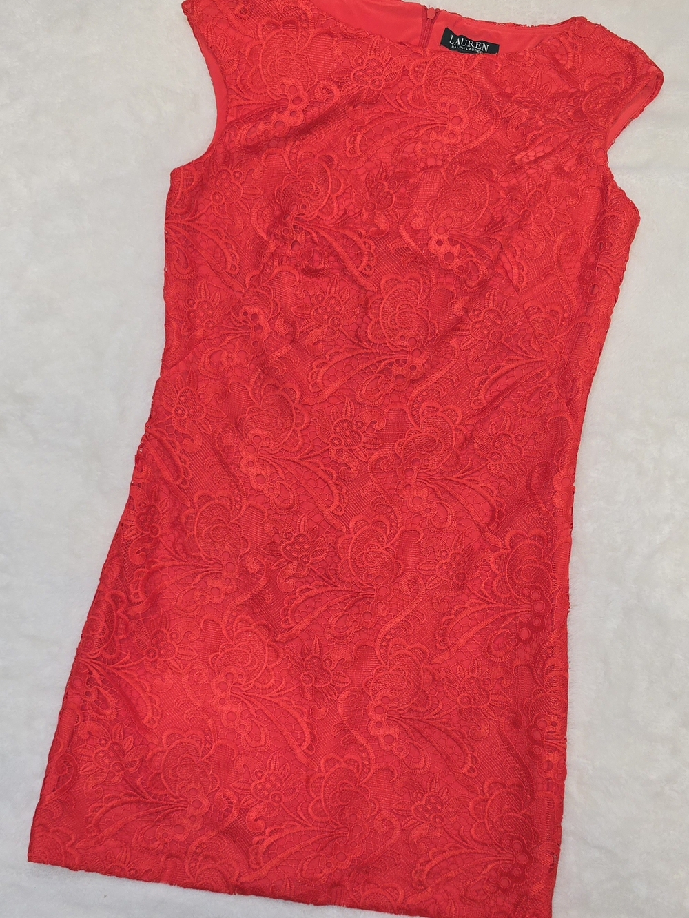 Lauren Ralph Lauren Red Lace Sheath Dress